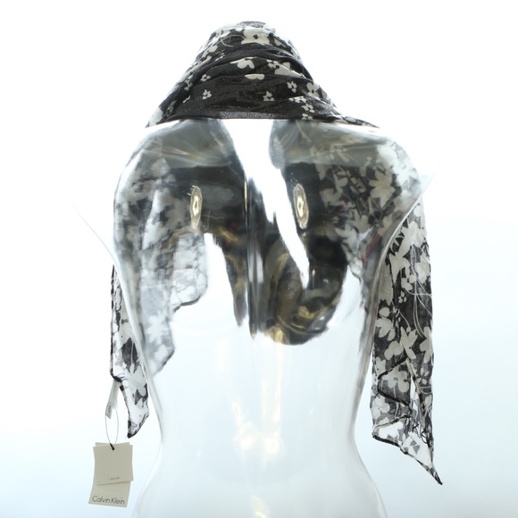 Calvin Klein Womens Scarf OS Floral Shiny - Picture 3 of 4